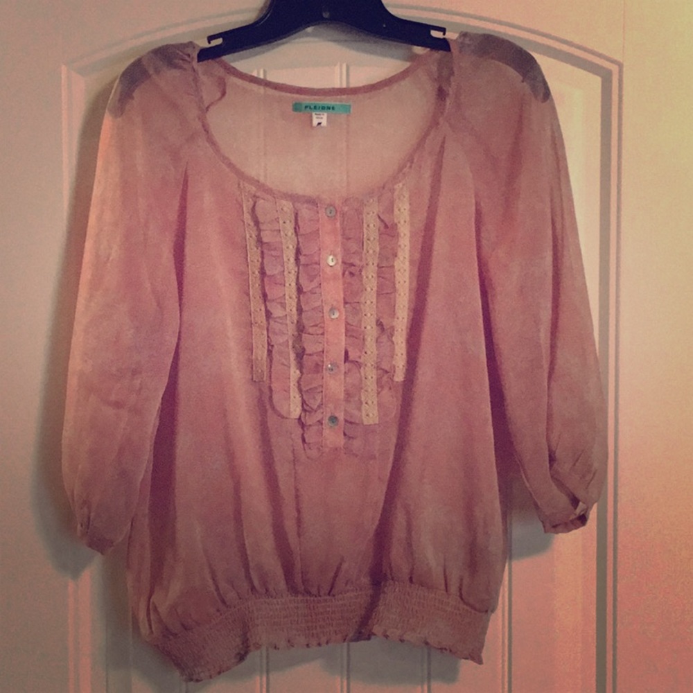 Pink/gray see through shirt